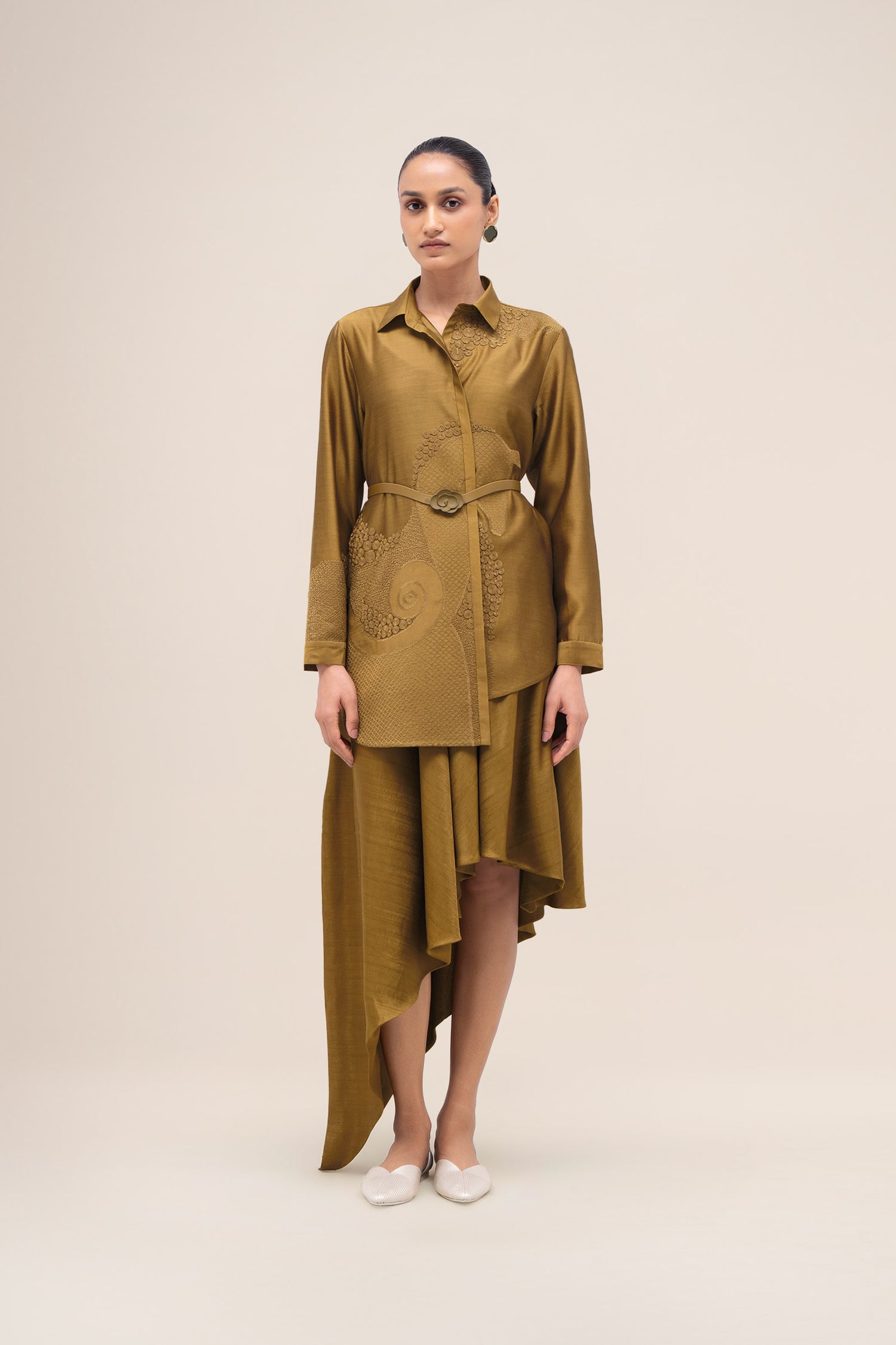  Silk Akina Shirt Set – Green