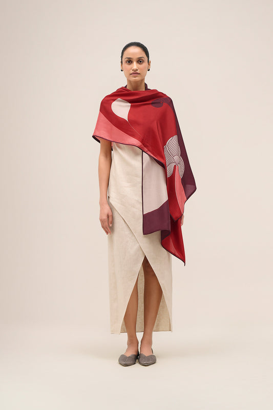 Silk Shabgul Scarf – Red