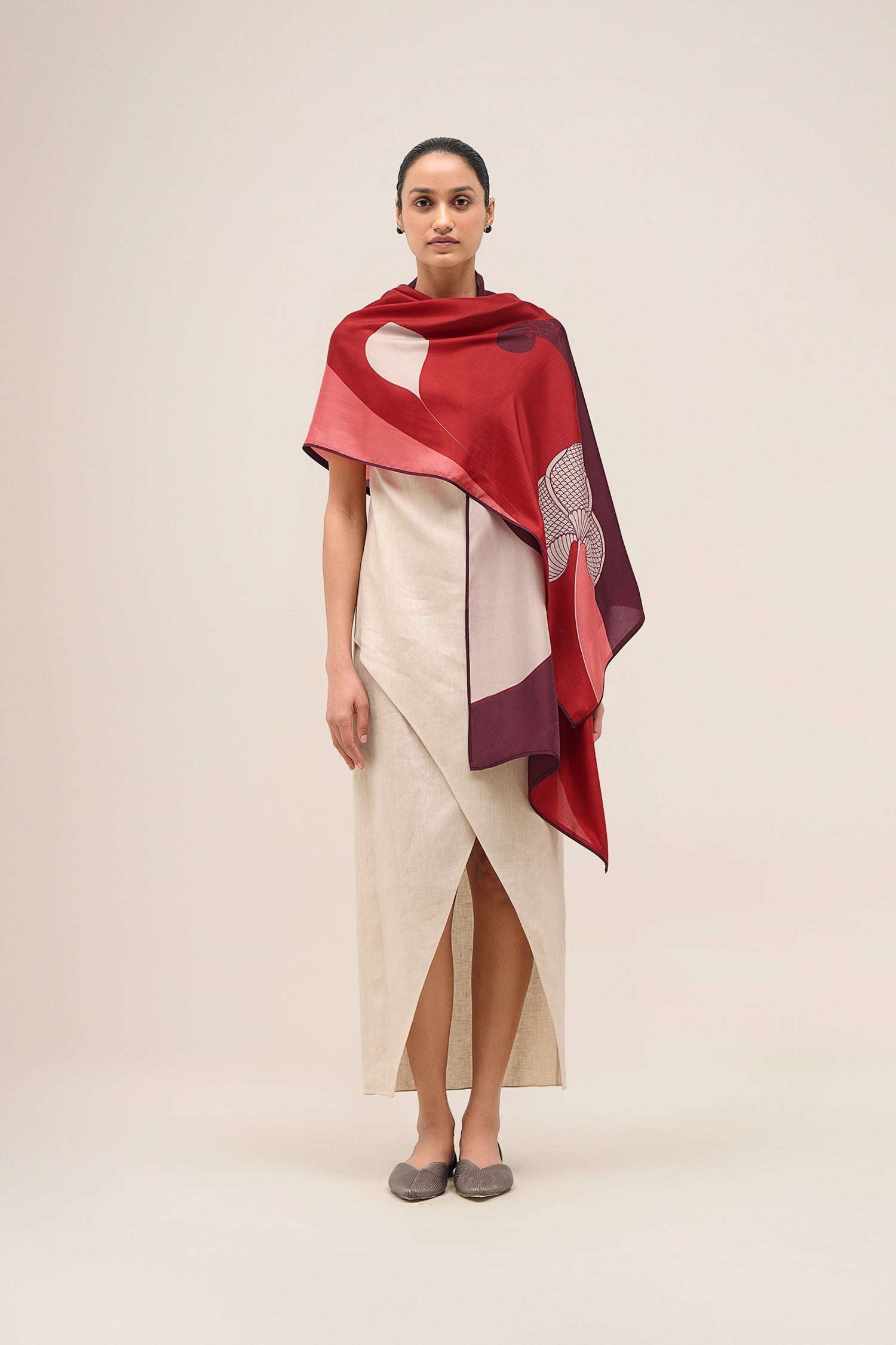  Silk Shabgul Scarf – Red