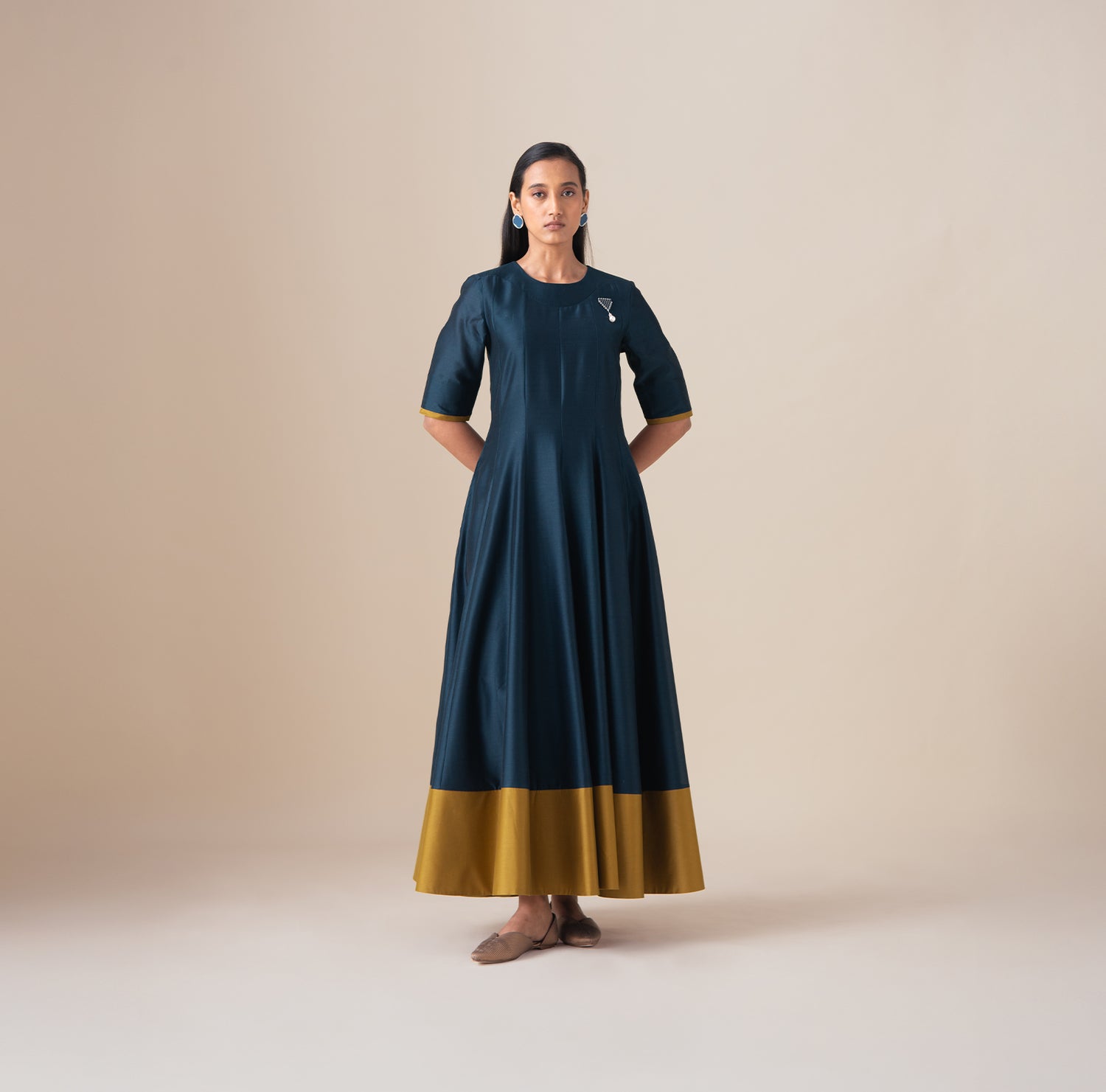  Chanderi Omira Kurta Set – Blue