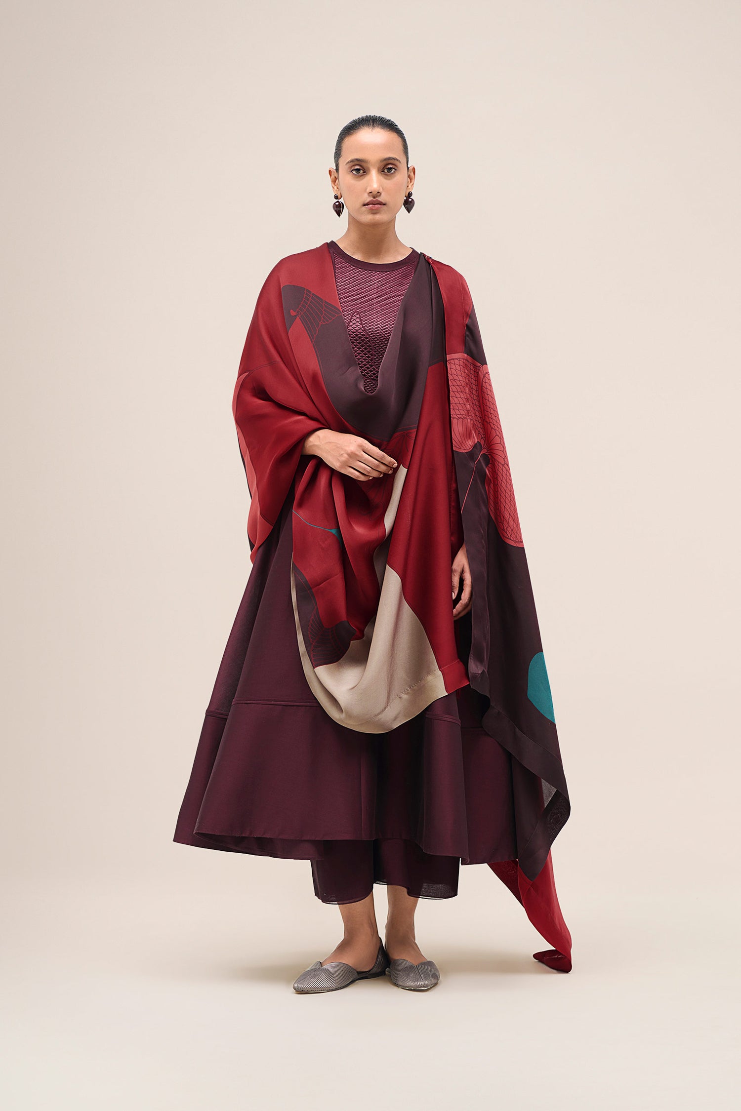  Chanderi Kainaz Kurta Set – Red