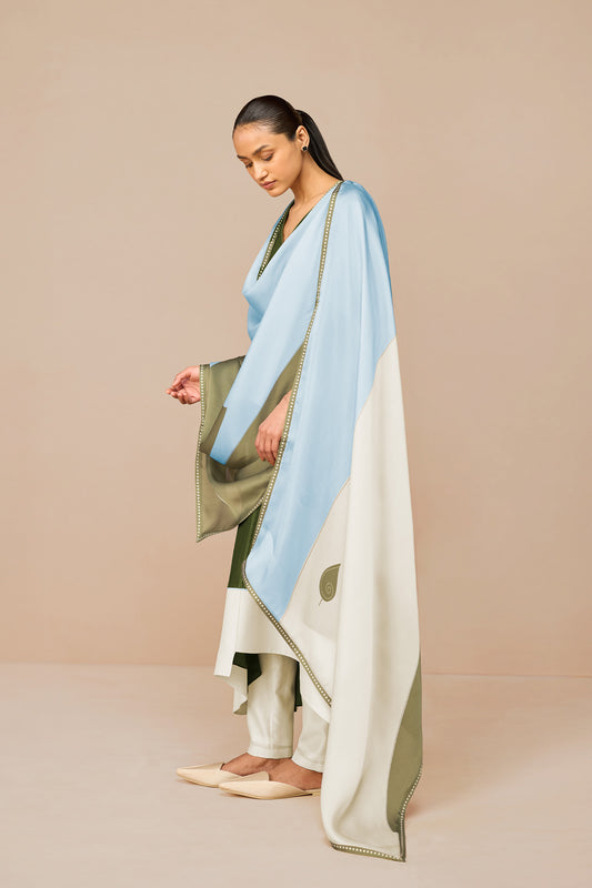Chanderi Tasia Kurta Set – Green