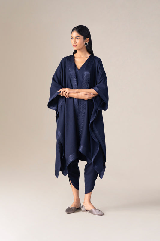 Wool Adarah Cape Set – Blue