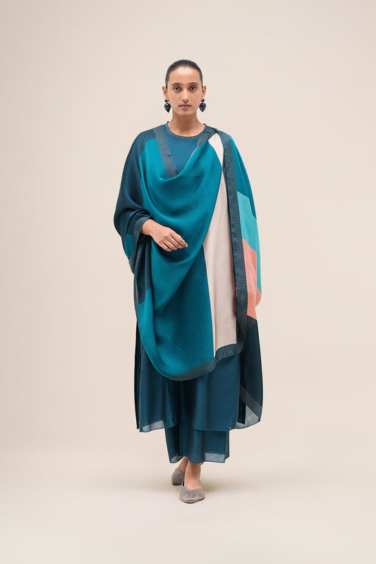 Chanderi Shiloh Kurta Set – Blue