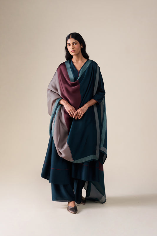 Chanderi Milap Kurta Set – Dark Smokey