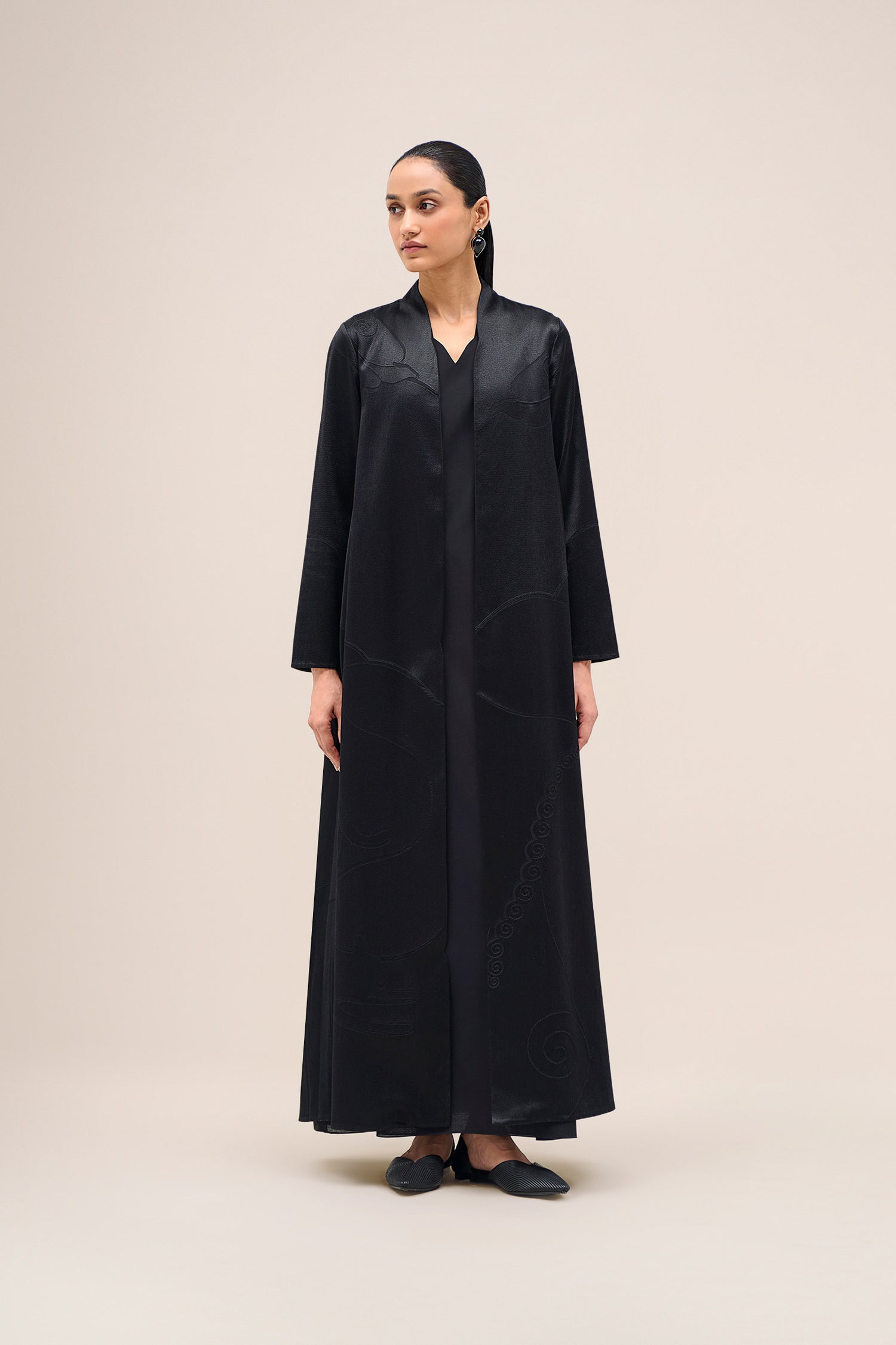  Chanderi Shabana Abaya Set – Black