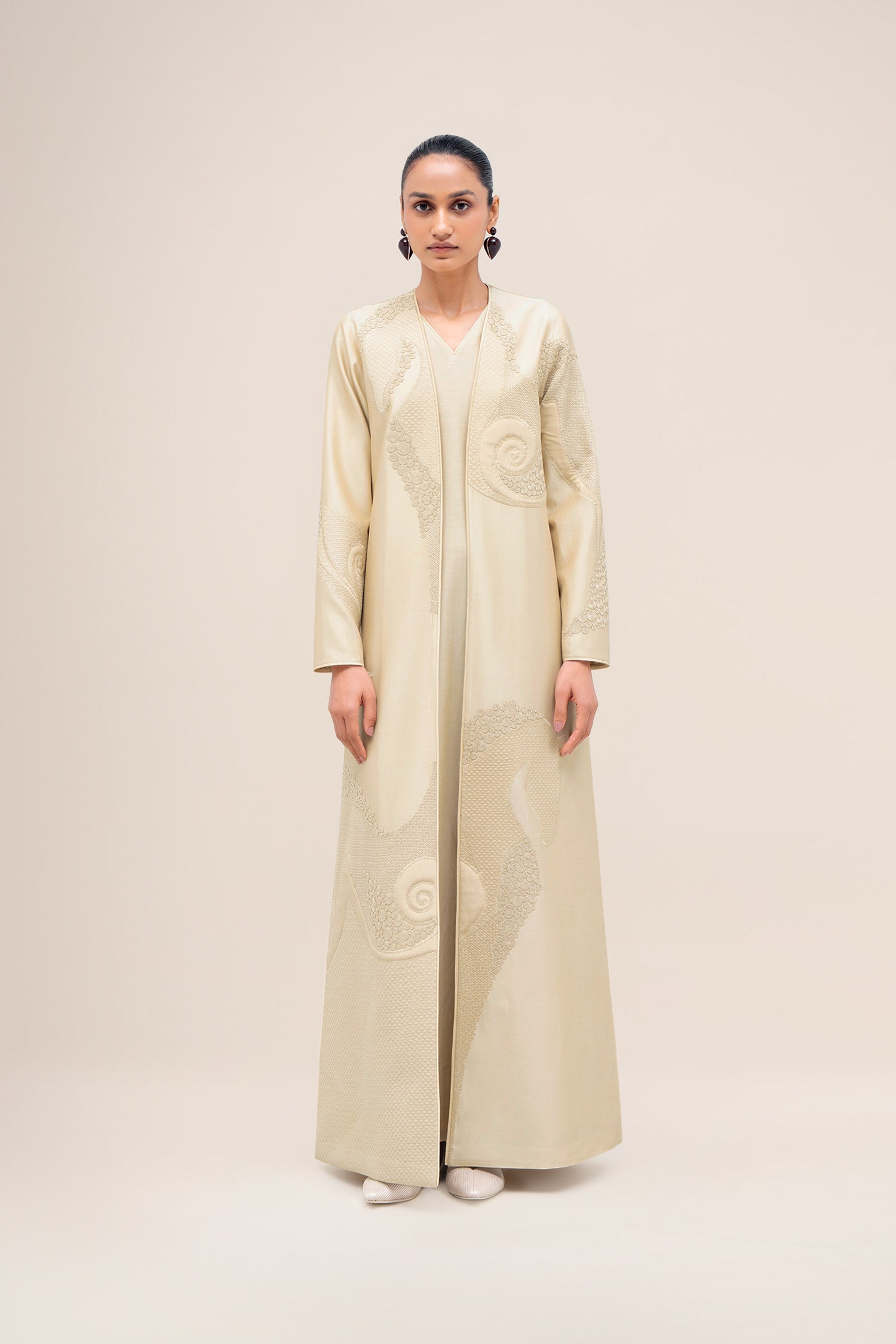  Chanderi Aayat Abaya Set – Beige