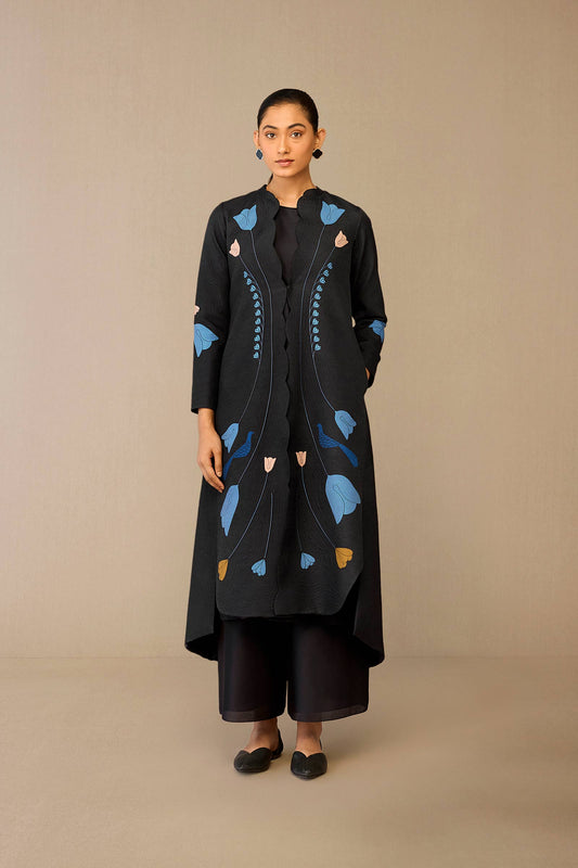 Silk Arisa Jacket Set – Black