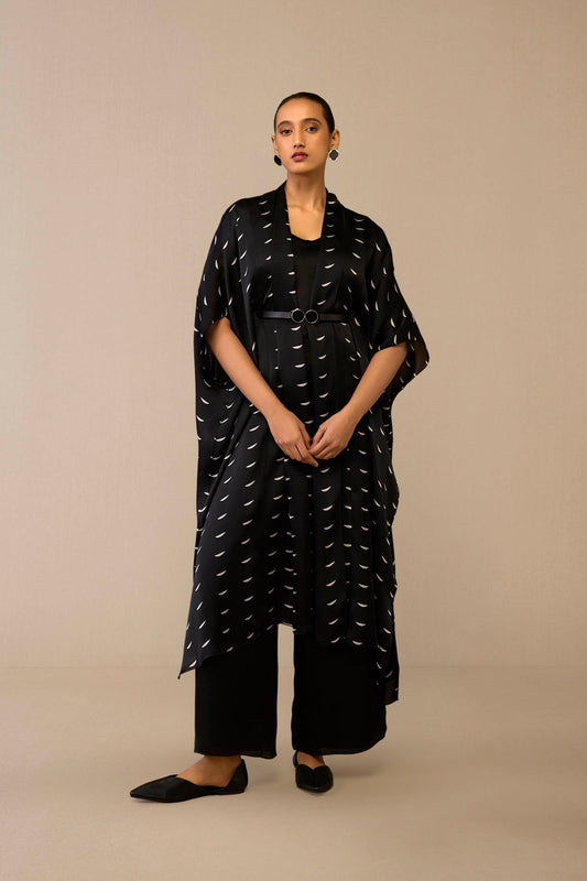 Organza Dilkashi Cape Set – Black