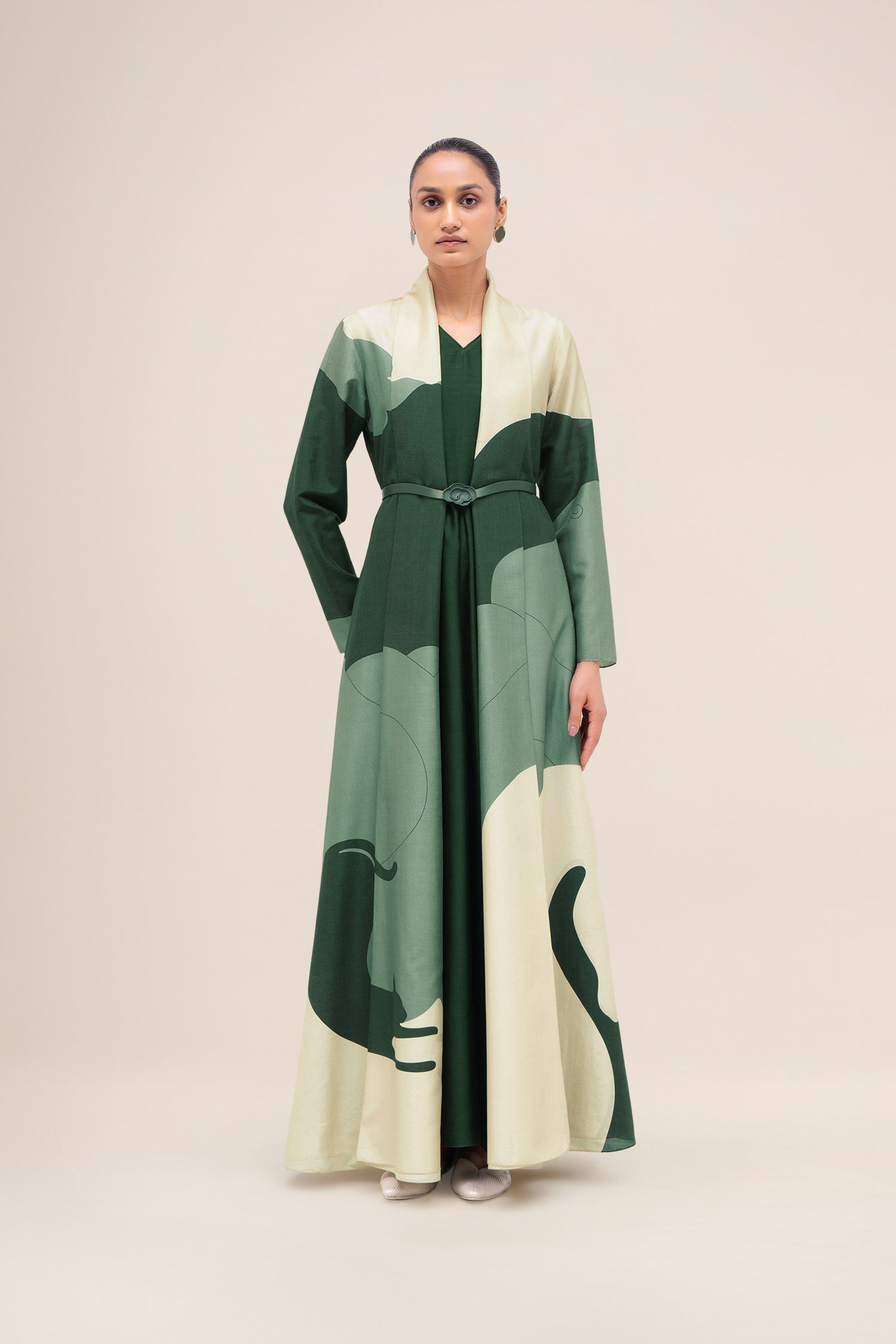  Chanderi Ghubar Abaya Set – Green