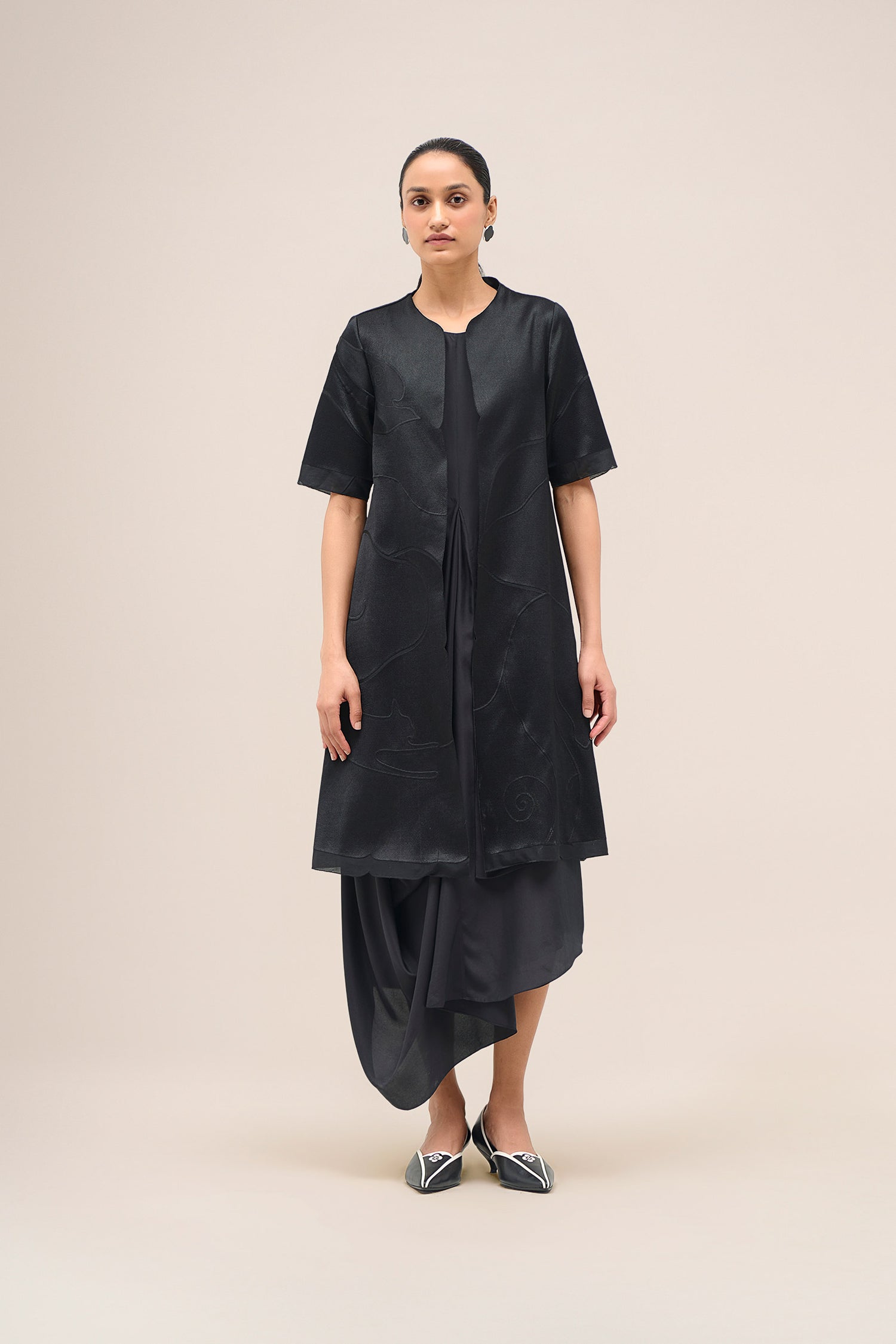  Chanderi Israh Jacket Set – Black