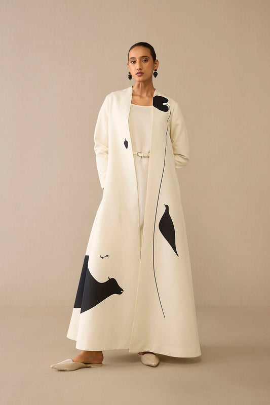 Linen Dilraz Jacket Set – Ivory