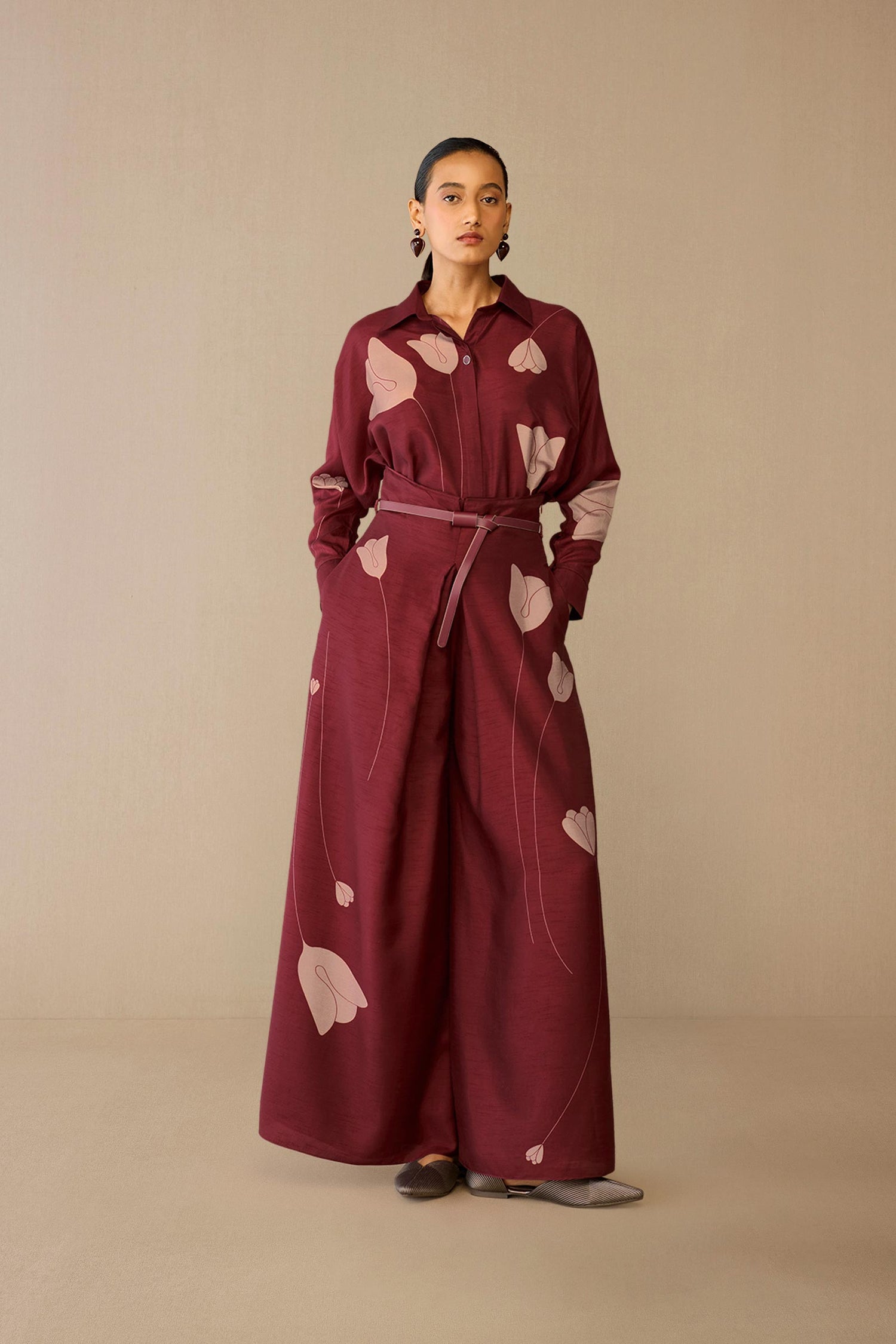  Silk Odele Shirt Set – Red