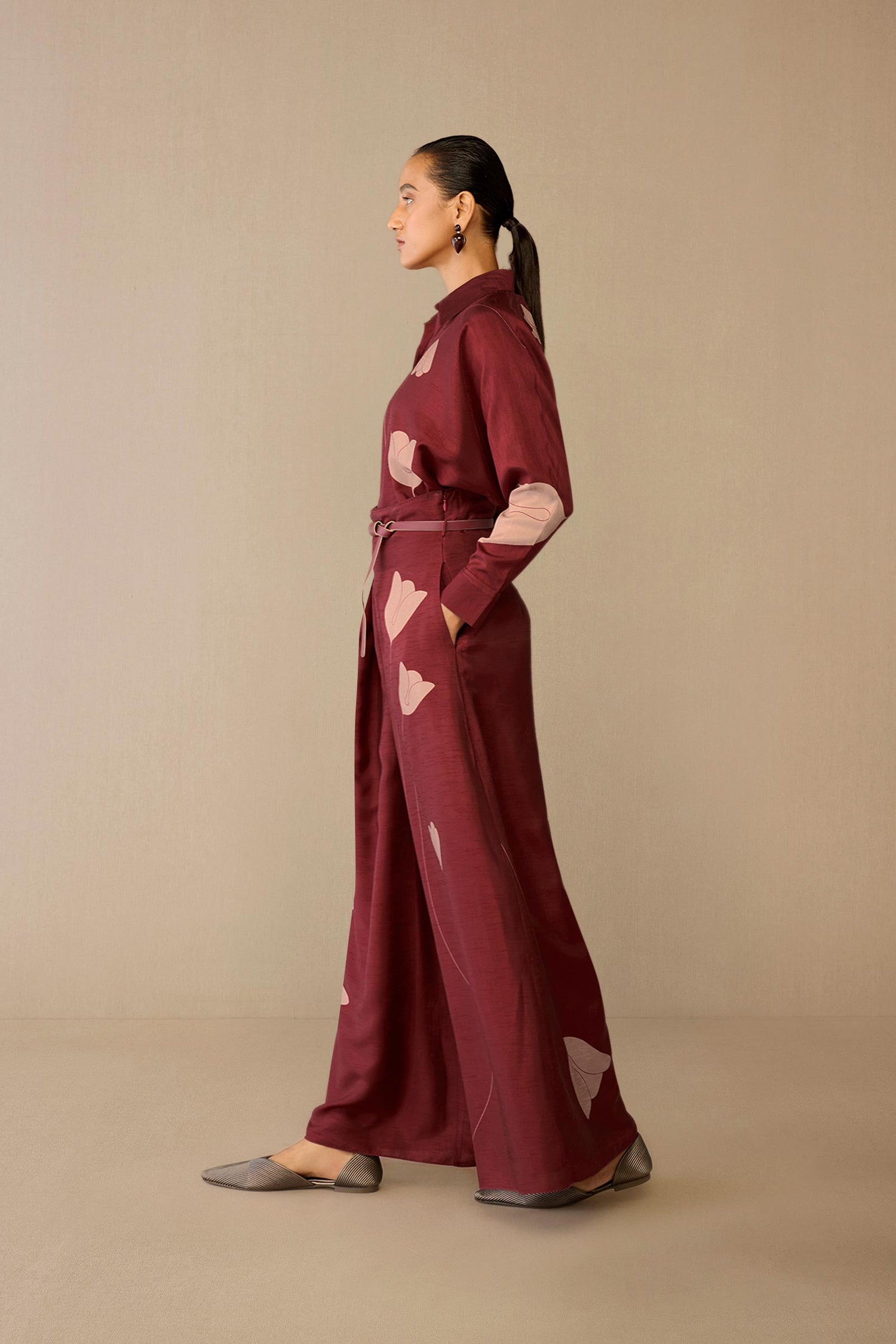  Silk Odele Shirt Set – Red