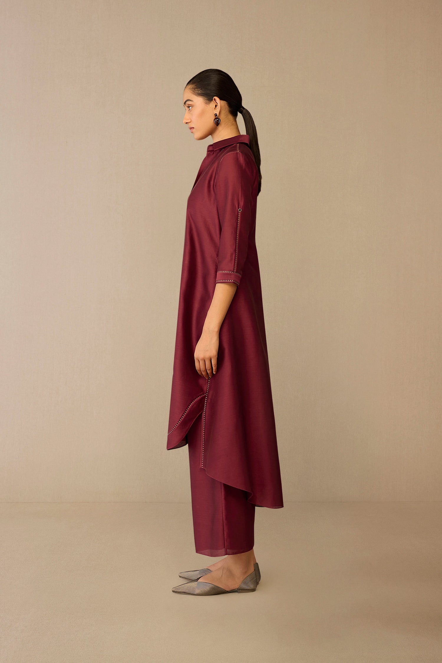 Chanderi Kasra Jacket Set – Red