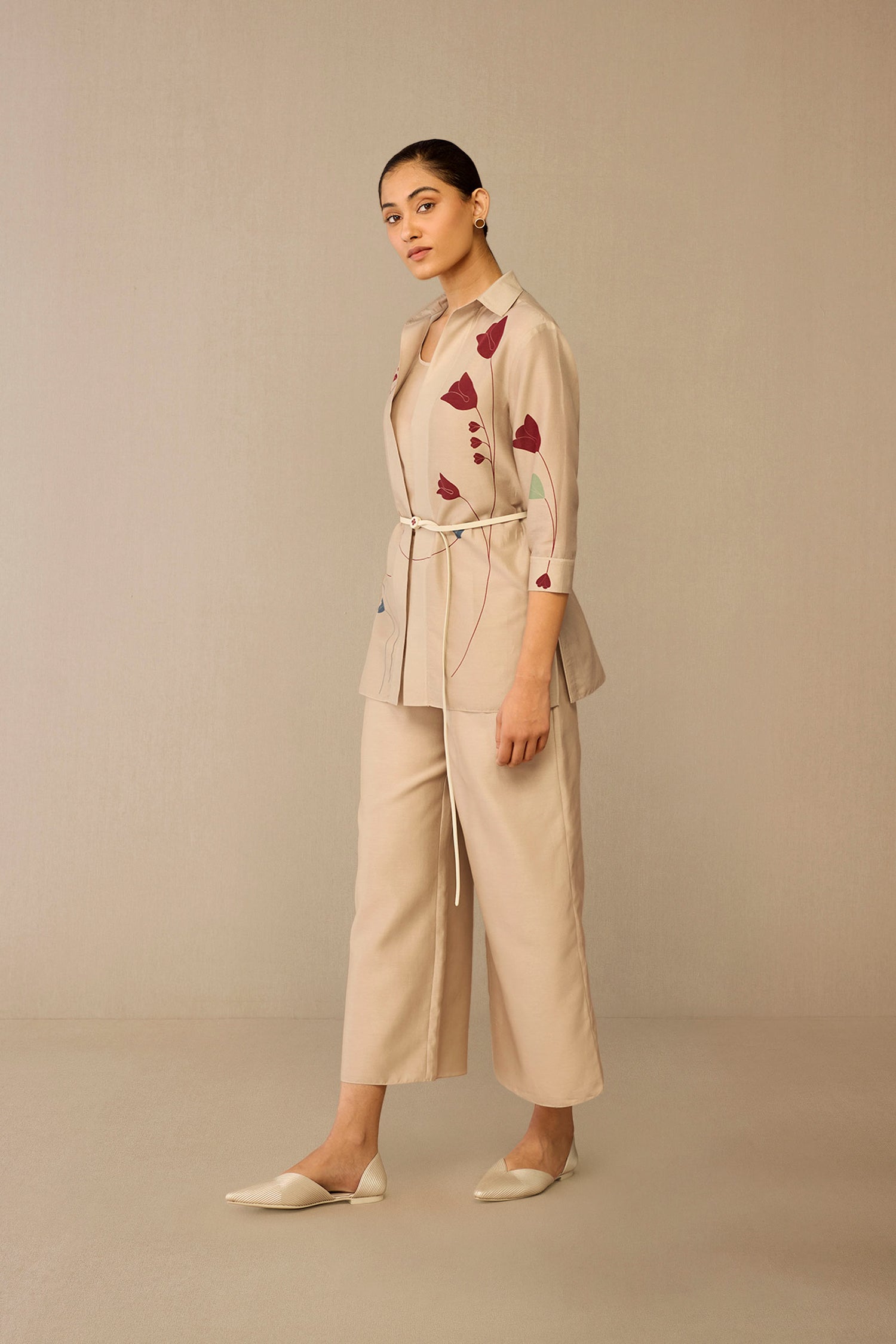  Chanderi Sarai Shirt Set – Beige
