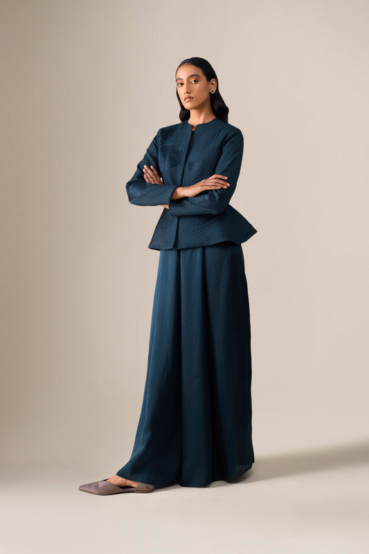 Silk Valla Jacket Set – Blue