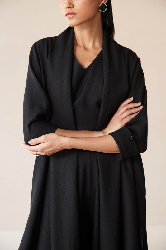 Wool Adele Throw Set – Black