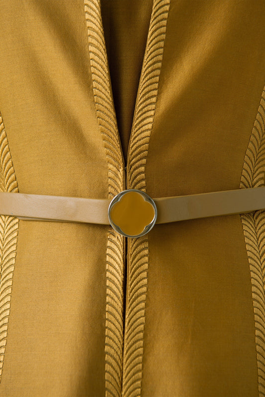   Chanderi Rubab Abaya Set – Yellow