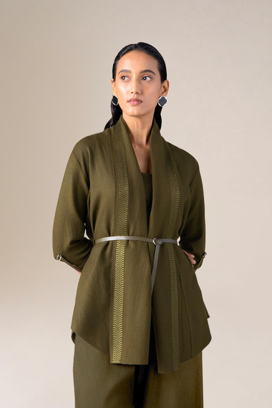 Wool Samiah Cape – Green