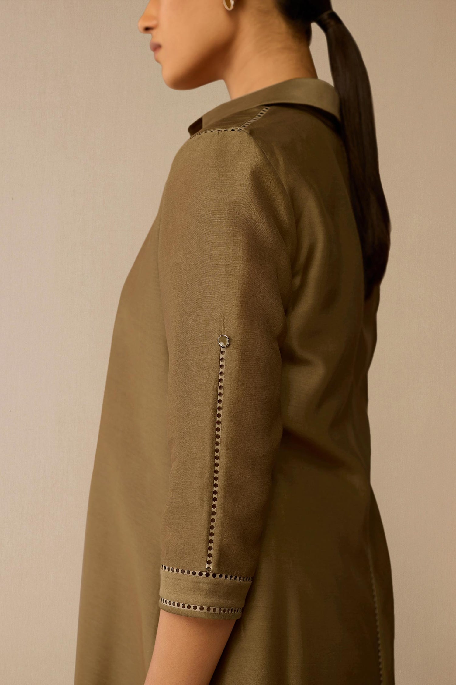 Chanderi Kasra Jacket Set – Grey