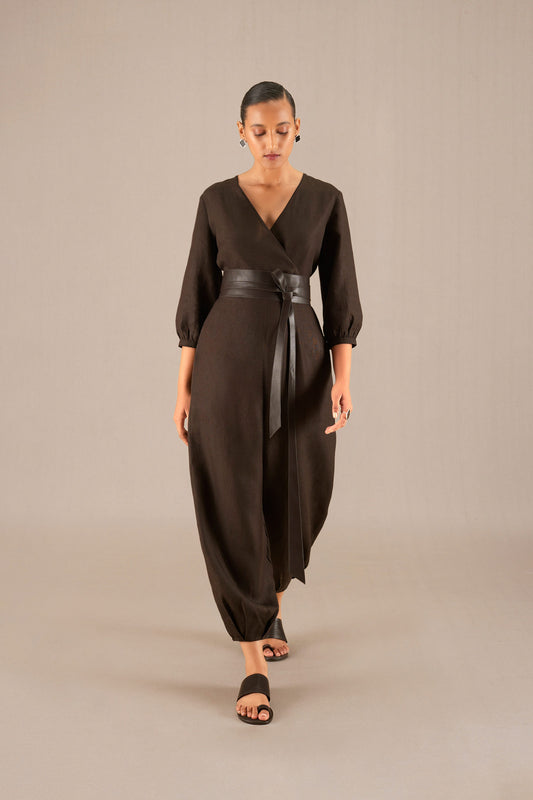 Linen Alfa Jumpsuit – Brown