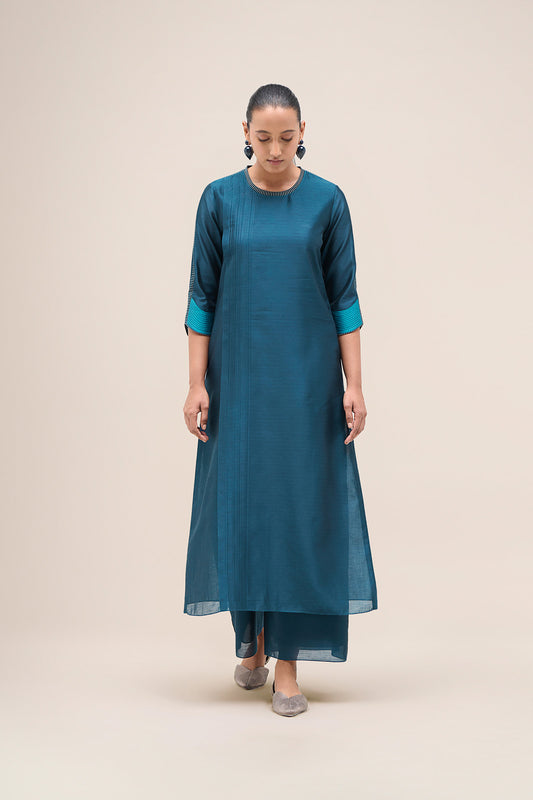 Chanderi Shiloh Kurta Set – Blue