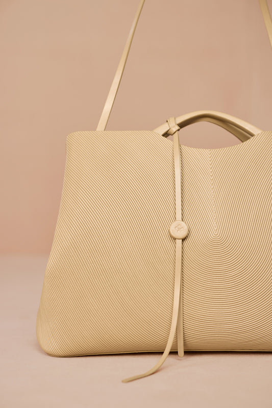Faux Leather Liora Tote Bag – Beige