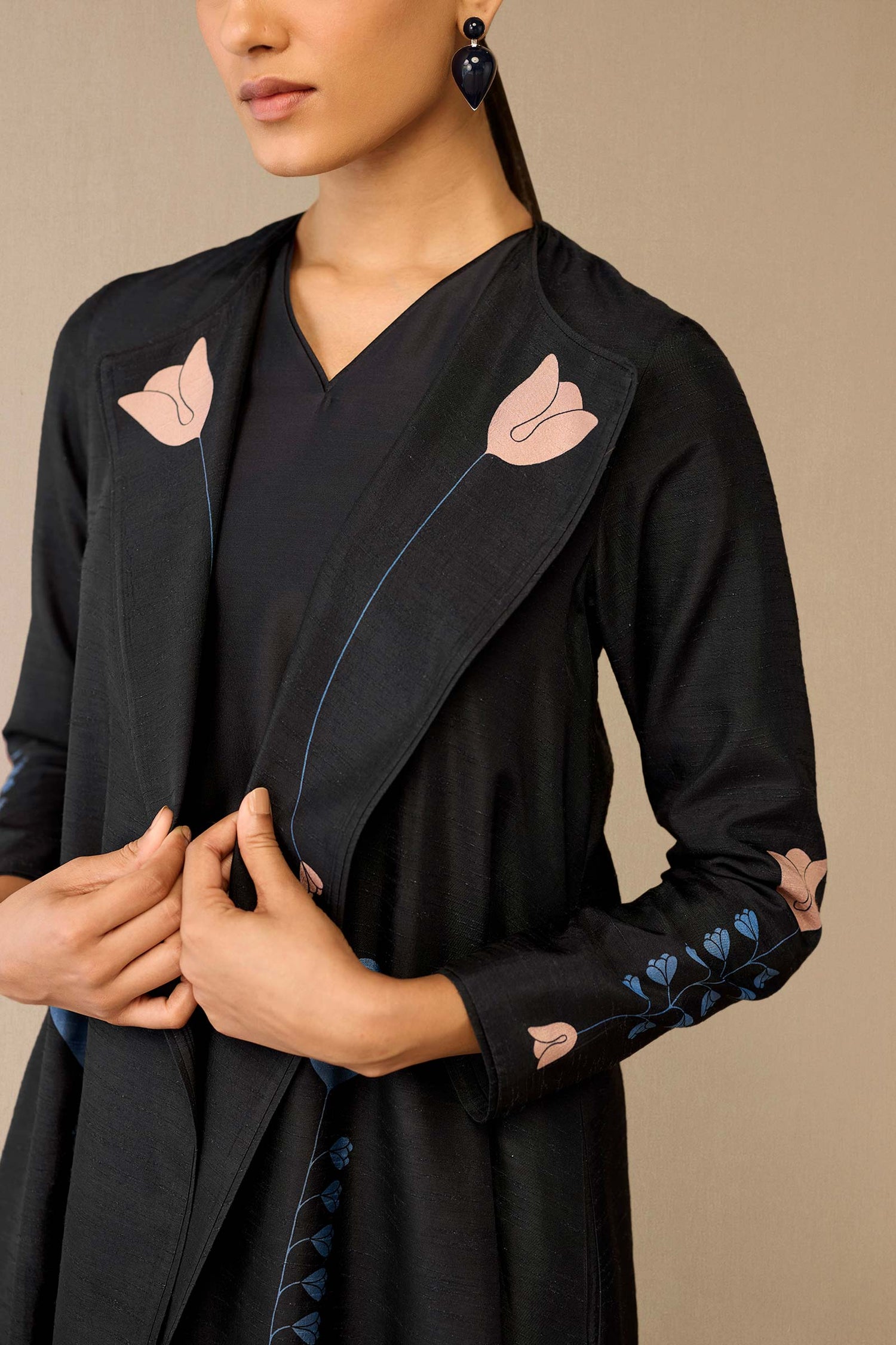  Silk Fiza Jacket Set – Black