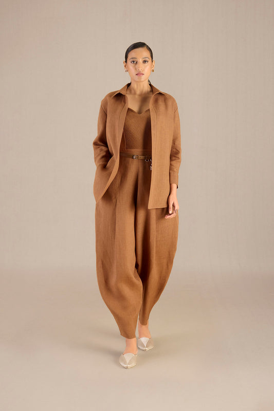 Linen Elizah Shirt Set – Brown