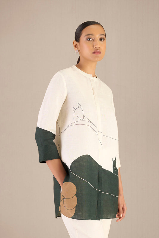 Linen Shireen Shirt Set – Green