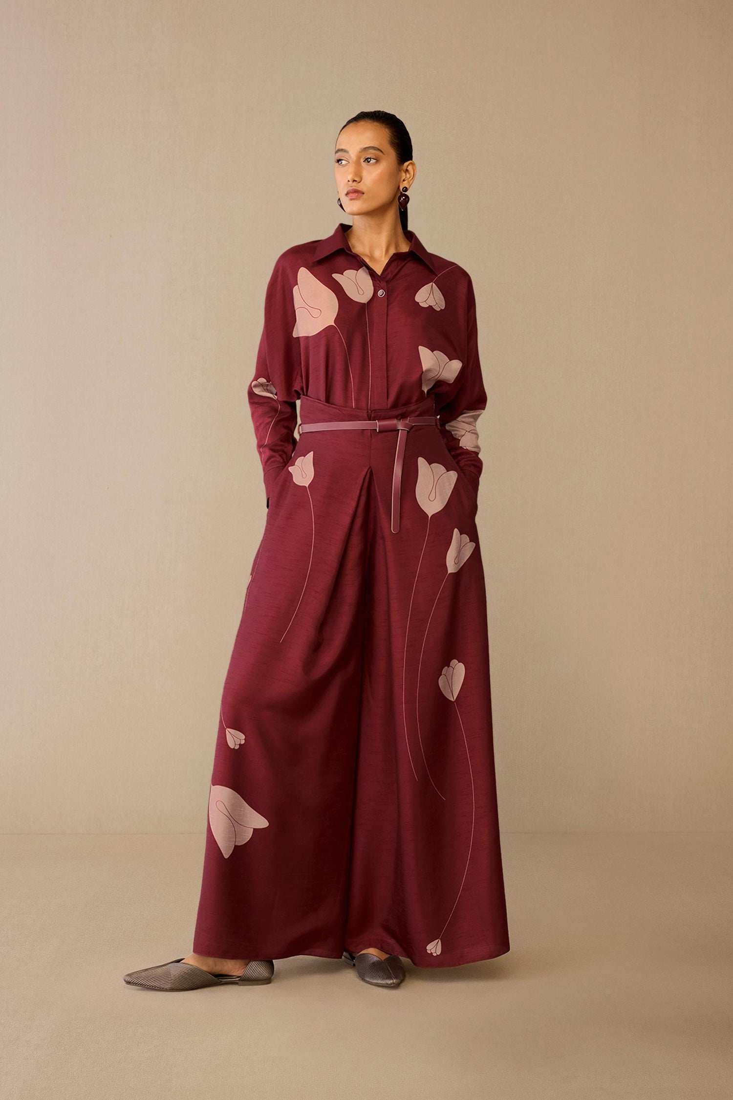  Silk Odele Shirt Set – Red