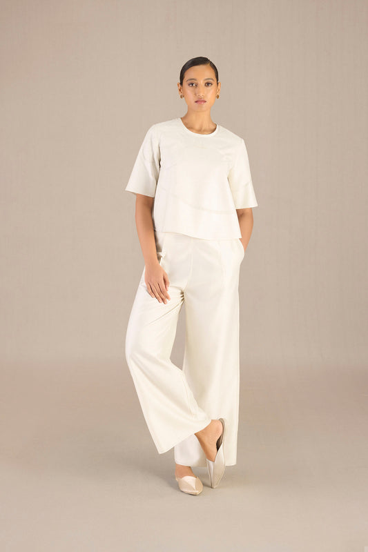 Chanderi Lea Top Set – Ivory