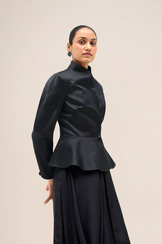 Chanderi Layla Jacket Set – Black