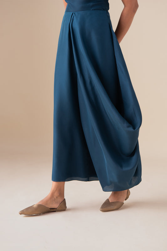 Habutai Talia Drape Pants – Blue