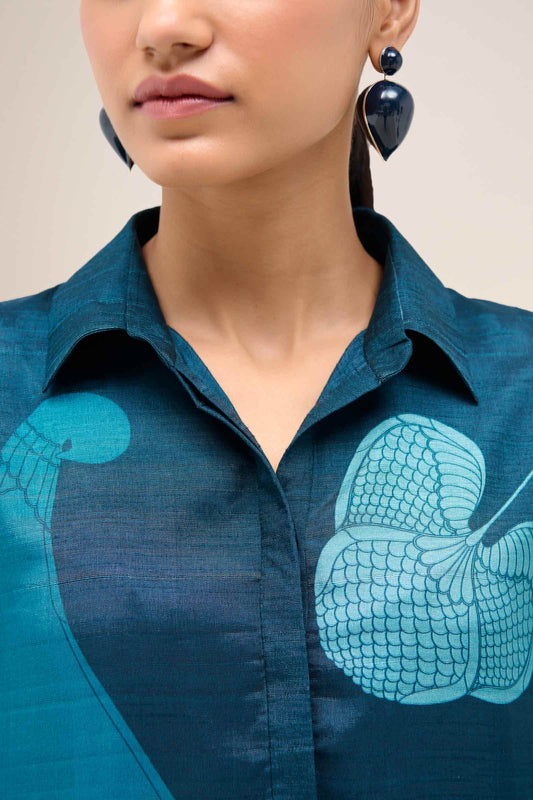 Silk Zoha Tunic Set – Blue