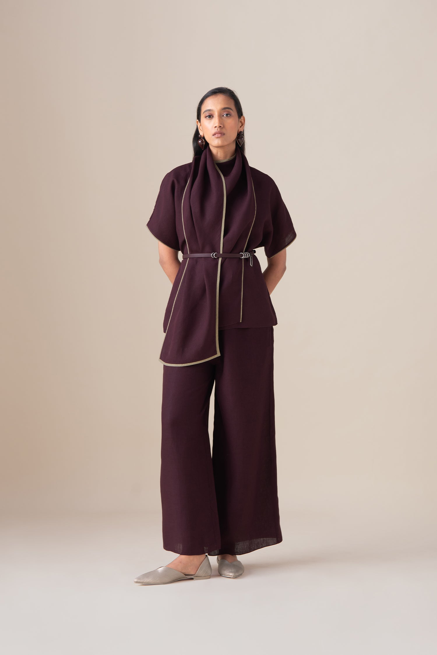  Linen Dilnami Top Set – Red