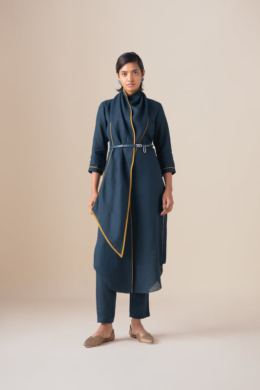 Linen Dilawar Tunic Set – Blue