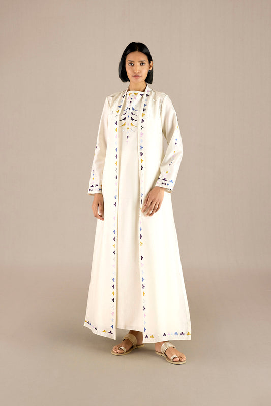 Chanderi Avaran Jacket Set – Ivory