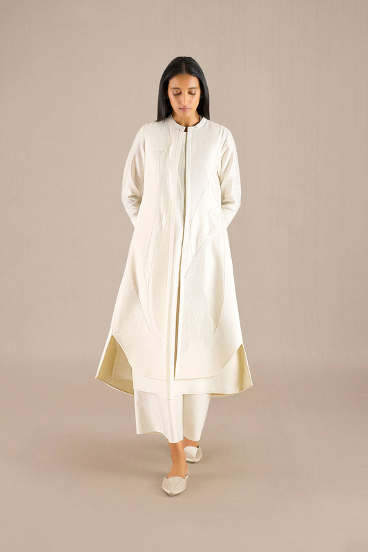 Chanderi Afza Jacket Set – Ivory