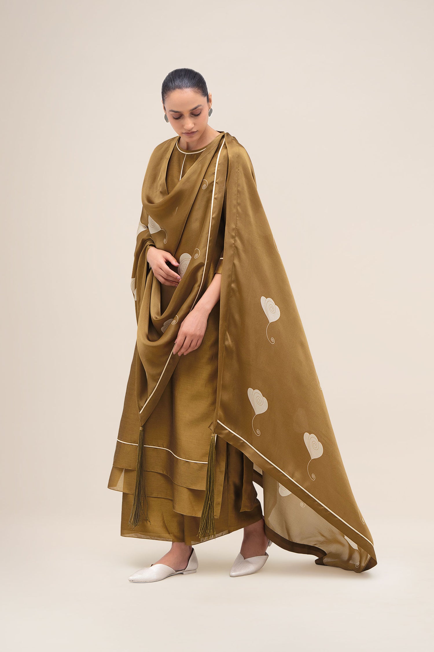  Chanderi Khat Kurta Set – Green