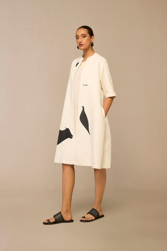 Linen Dilzafer Jacket Set – Ivory