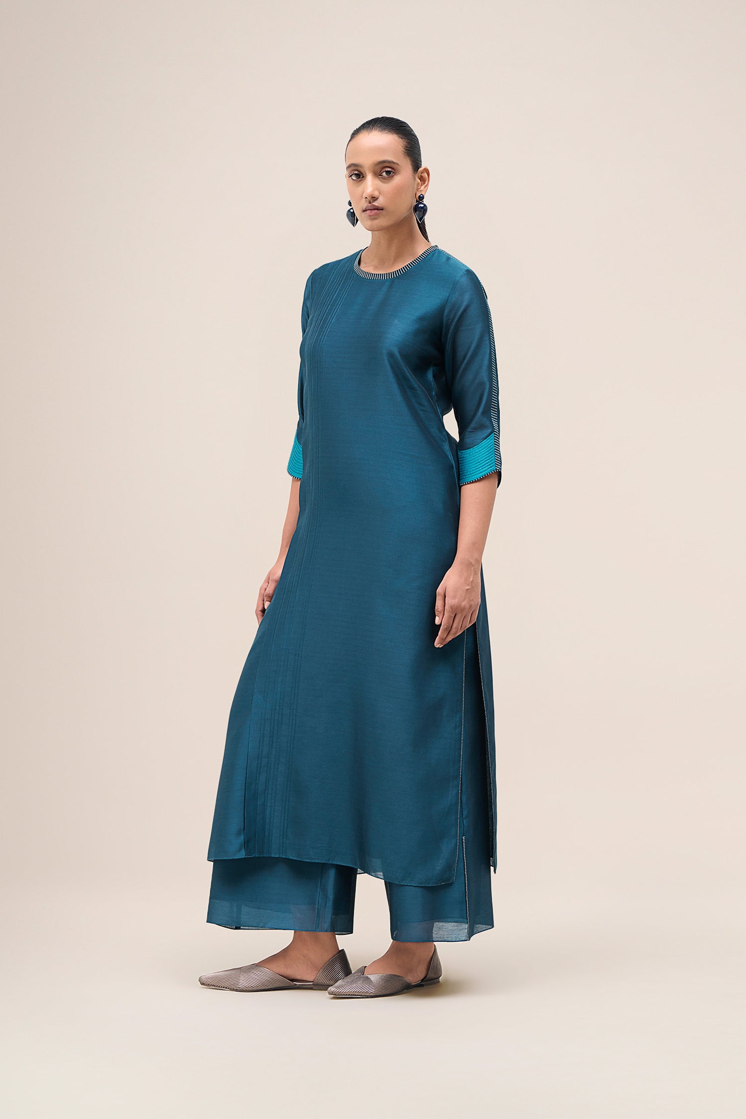  Chanderi Safira Kurta Set – Blue