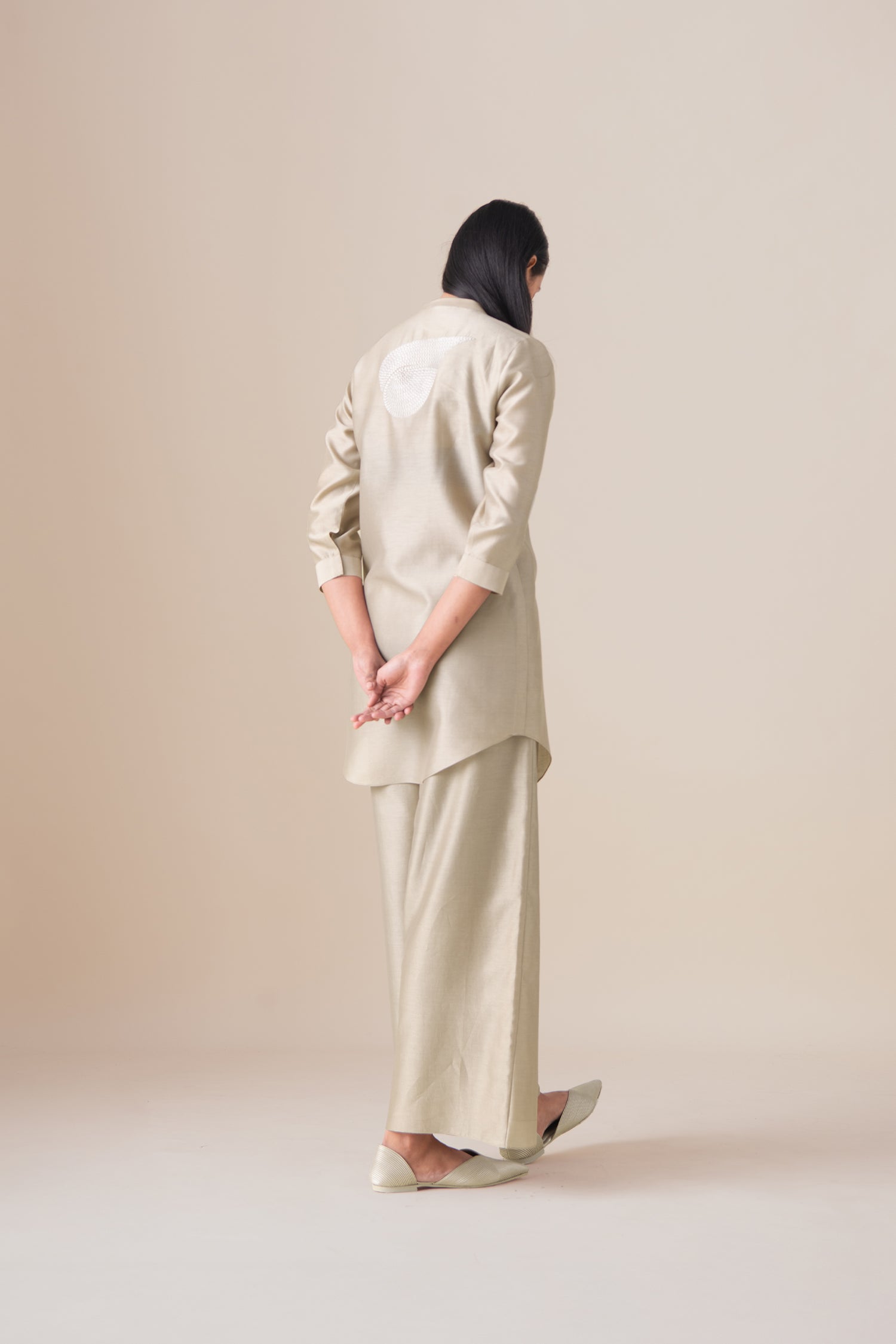  Chanderi Amani Shirt Set – Beige