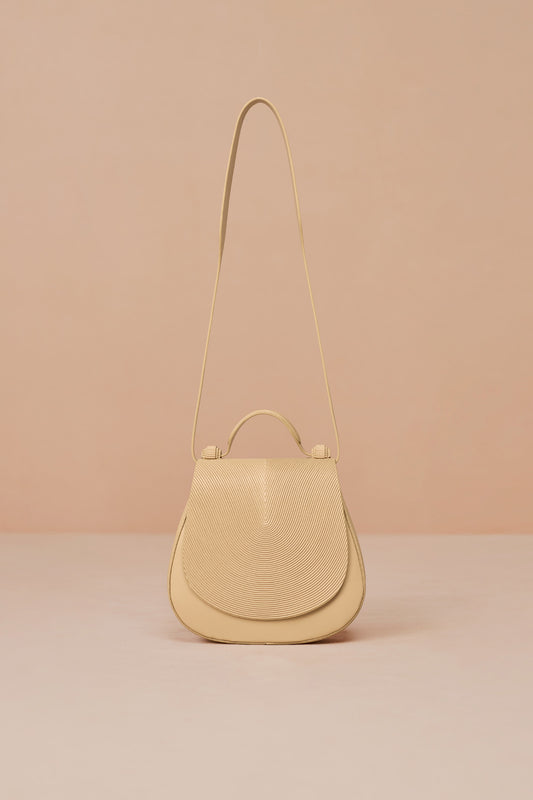 Faux Leather Ennia Top Handle Bag – Beige
