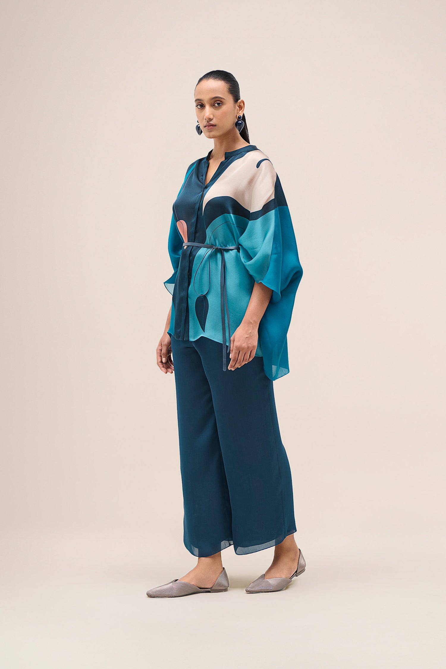  Organza Miya Kaftan Shirt Set – Blue