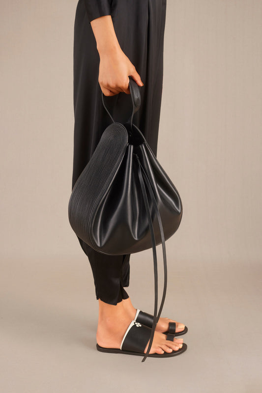 Faux Leather Haya Bucket Bag – Black