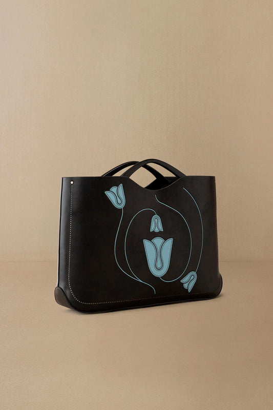 Faux Leather Madea Tote Bag – Black