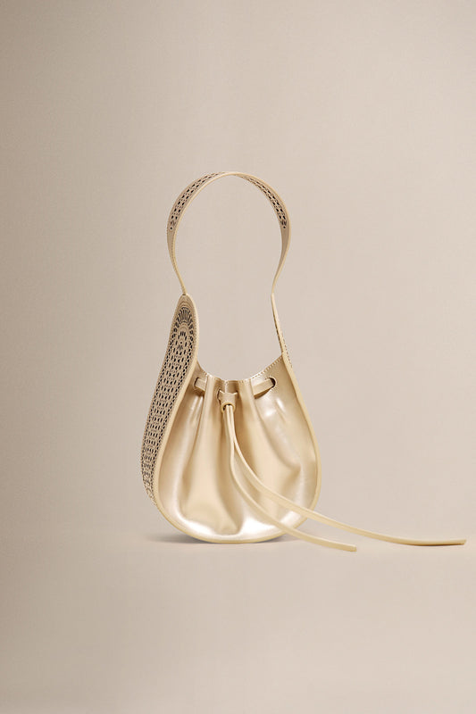 Faux Leather Sirola Bucket Bag – Metallics