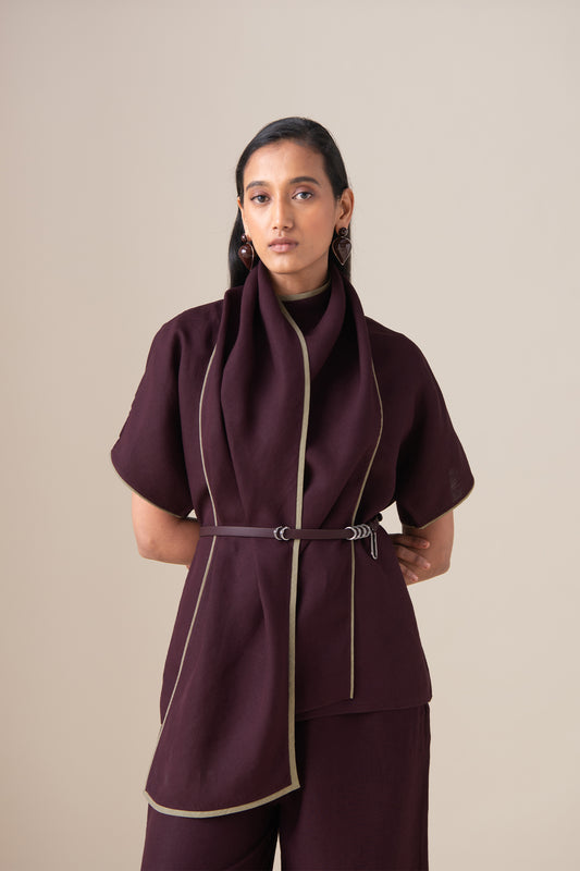 Linen Dilnami Top Set – Red